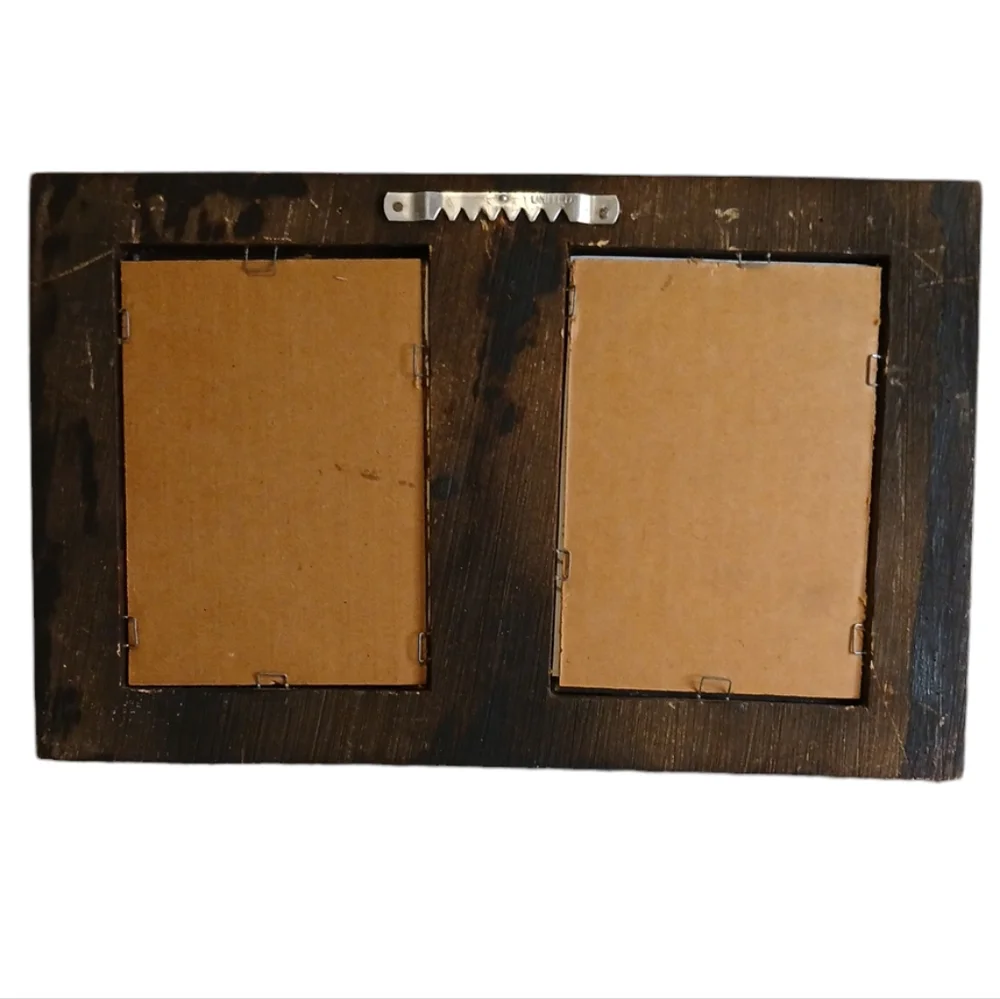 Antique Oval Wood Double‎ Frame